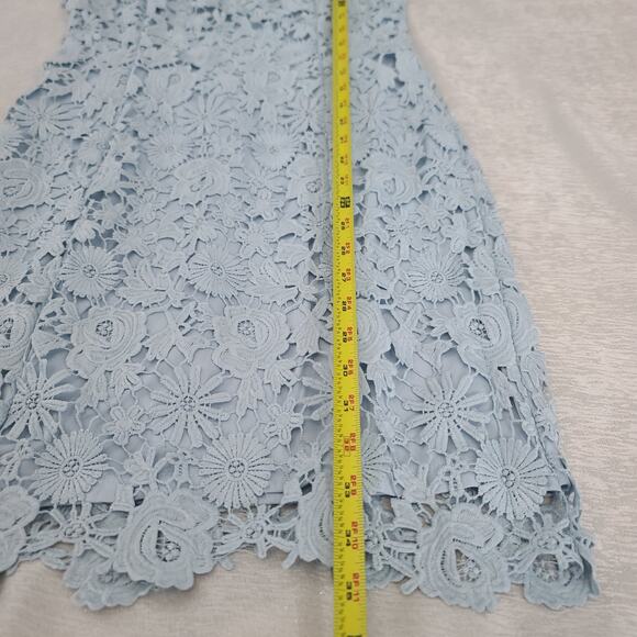 Lulu's Romance Language Baby Blue Crochet Lace Dress Size Large Cocktail party - Picture 9 of 12